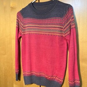 Pink and Gray Long Sleeve Sweater S